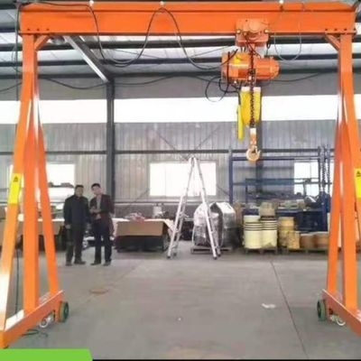 10T Electric Running Portable Aluminum Gantry Crane Turned With Chain Hoist