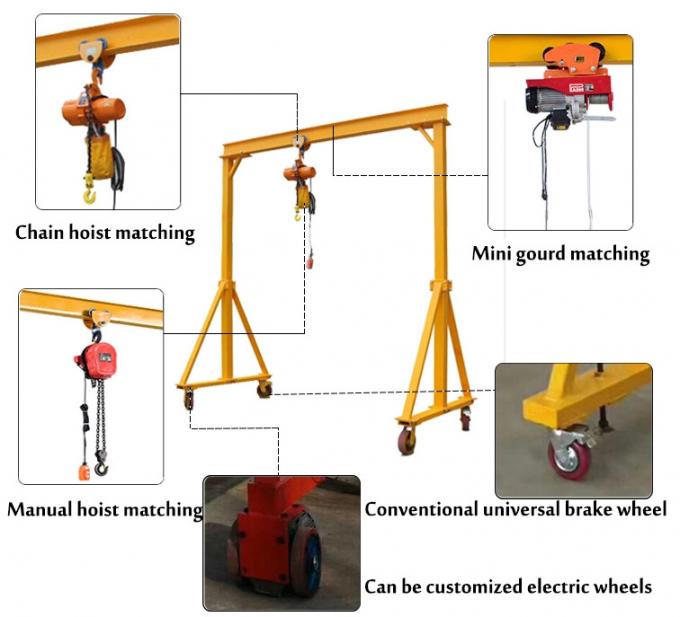 Lab Spring Crane Laboratory Warehouse Height 5M 3T Manual Gantry Crane